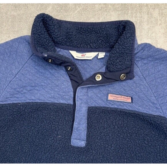 Vineyard Vines Mixed Media Sherpa Shep Shirt Quilted Blue Size Small - Picture 2 of 10